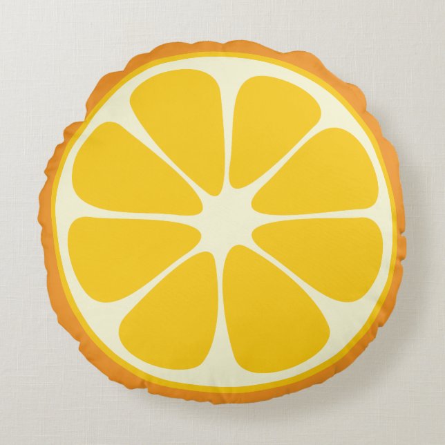 Cute Orange Slice Citrus Fruit Funny Foodie Fun Round Pillow (Front)