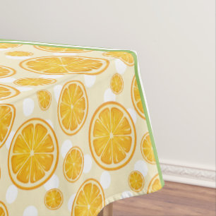 Cute Orange Slice Polka Dot & Chevron Orange Tablecloth