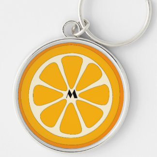 Cute Orange Slice Simple Minimalist Monogrammed Keychain