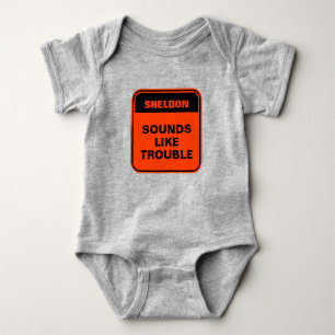 Cute orange sounds like trouble personalized baby bodysuit