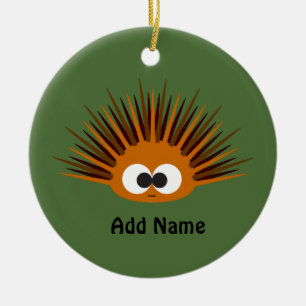 Cute Orange Spiny Sea Urchin Ceramic Ornament
