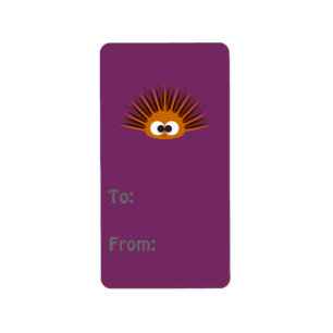 Cute Orange Spiny Sea Urchin Label