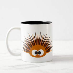 Cute Orange Spiny Sea Urchin Two-Tone Coffee Mug
