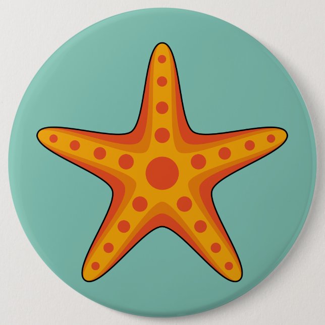Cute Orange Starfish Cartoon 6 Inch Round Button (Front)