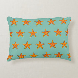 Cute Orange Starfish Cartoon Accent Pillow