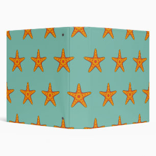 Cute Orange Starfish Cartoon Binder