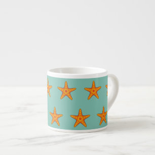 Cute Orange Starfish Cartoon Espresso Cup