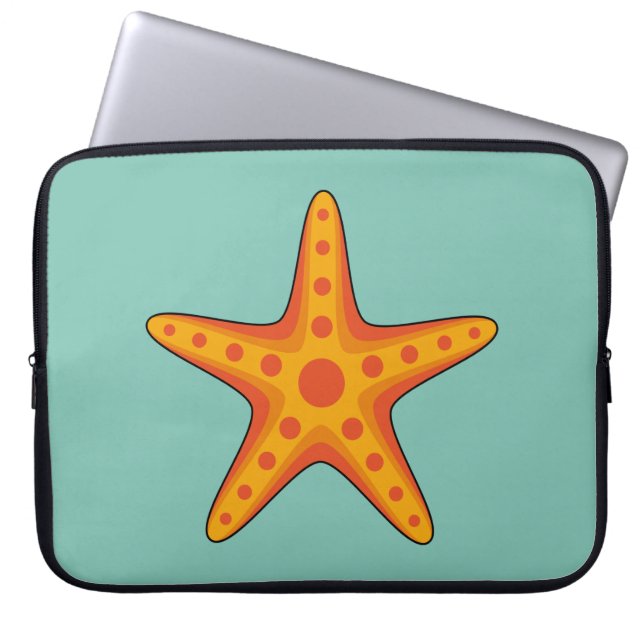 Cute Orange Starfish Cartoon Laptop Sleeve (Front)