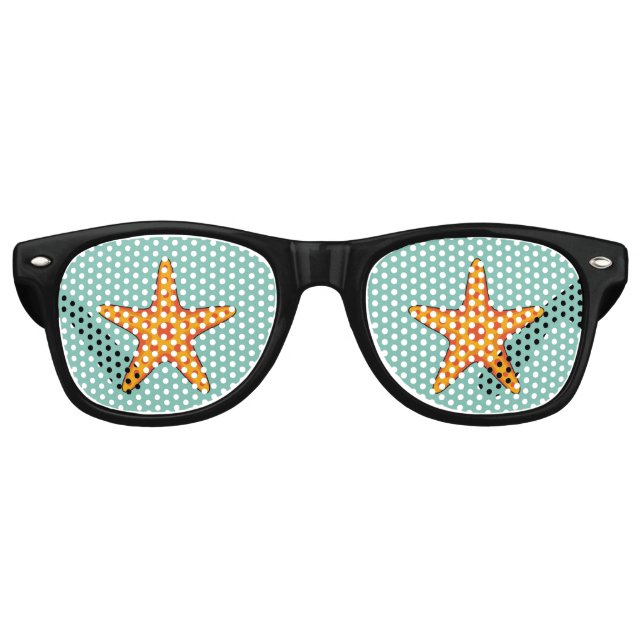 Cute Orange Starfish Cartoon Retro Sunglasses (Front)