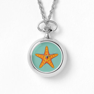 Cute Orange Starfish Cartoon Watch