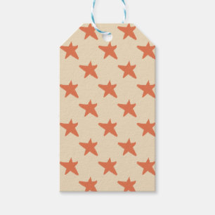 Cute Orange stars pattern Gift Tags