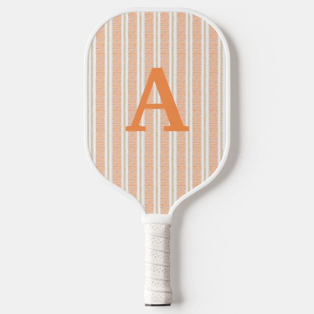 Cute Orange Striped Pickleball Paddle (Front)