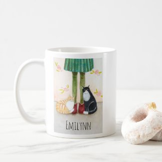 Cute Orange Tabby and Tuxedo Cat Custom Name