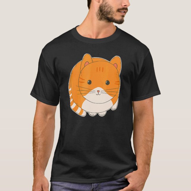 Cute Orange Tabby Cat Art T-Shirt (Front)