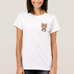 Cute Orange Tabby Cat Barista Holding Latte T-Shirt