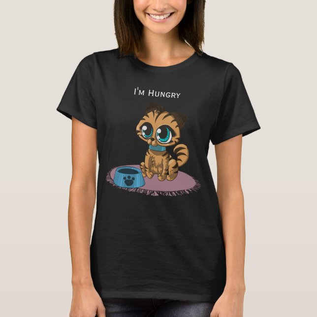 Cute Orange Tabby Cat Black T-Shirt (Front)