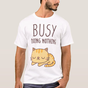 Cute Orange Tabby Cat Busy Doing Nothing T-Shirt