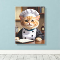 Cute Orange Tabby Cat Chef Cooking Illustration