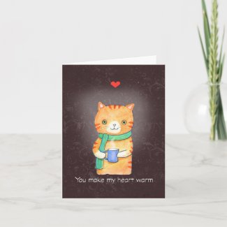 Cute Orange Tabby Cat Coffee Tea Lover Valentine