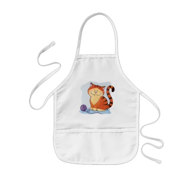 Cute Orange Tabby Cat Kids Apron (Front)