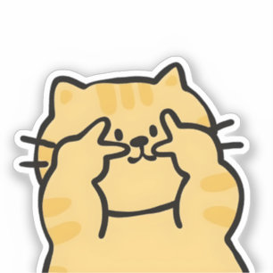 Cute Orange Tabby Cat Making Finger Glasses