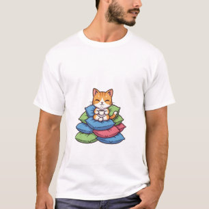 Cute Orange Tabby Cat Relaxing on Stack T-Shirt