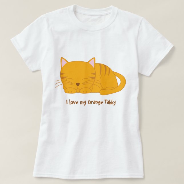 Cute Orange Tabby Cat T-Shirt (Design Front)