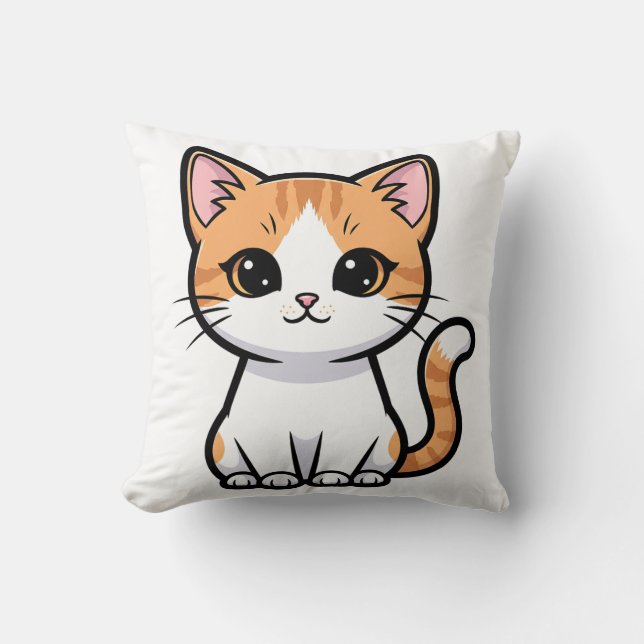Cute Orange Tabby Cat Throw Pillow (Front)