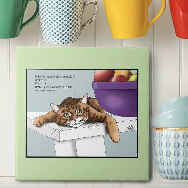 Cute Orange Tabby Cat Treats Funny Waiting Tile (Creator Uploaded)