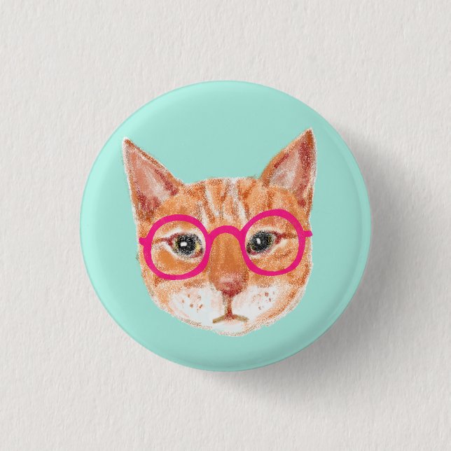 Cute Orange Tabby Cat Wearing Glasses 1 Inch Round Button (Front)