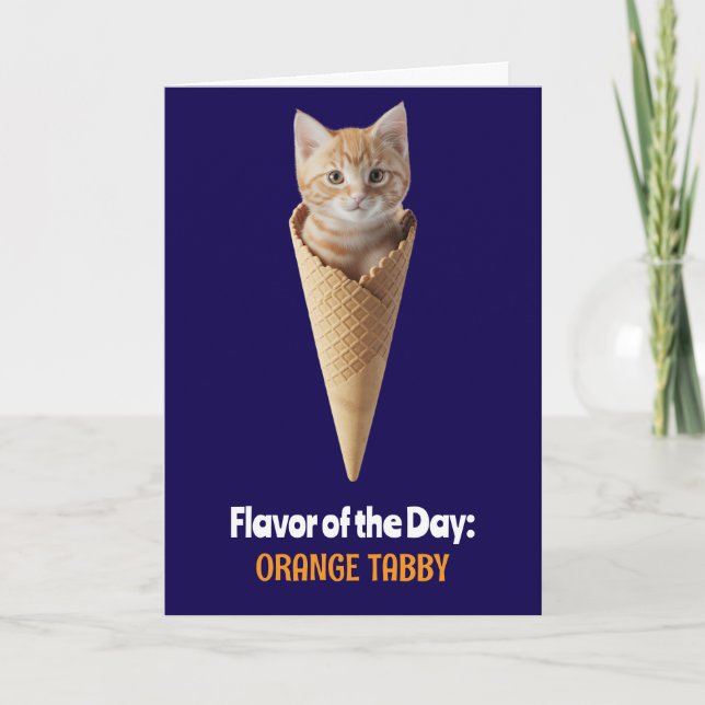 Cute Orange Tabby Cone Greeting Card (Front)