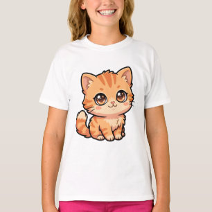 Cute Orange Tabby Kitten Basic Girls T-Shirt