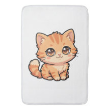 Cute Orange Tabby Kitten Bath Mat