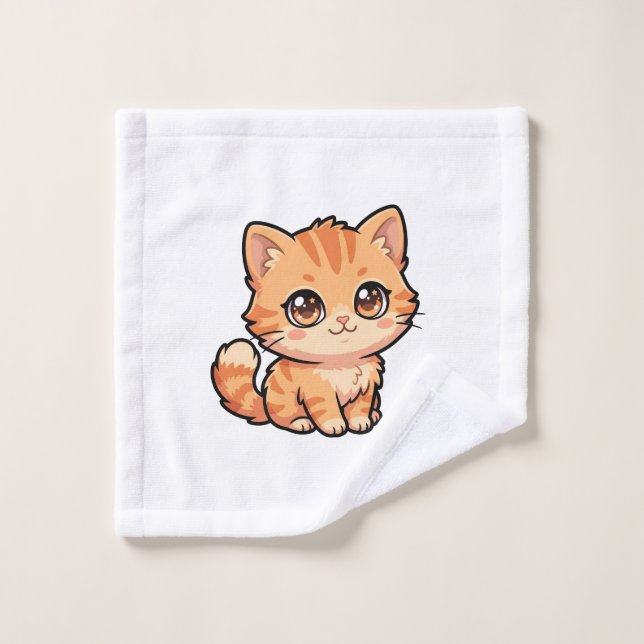 Cute Orange Tabby Kitten Bath Towel (Wash Cloth)