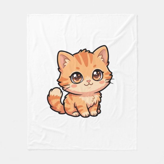 Cute Orange Tabby Kitten Fleece Blanket (Front)