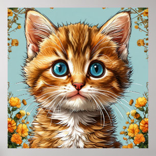 🐱 Cute Orange Tabby Kitten Gift For Cat Lover 🎁 Poster