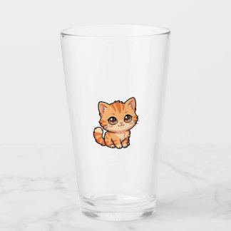 Cute Orange Tabby Kitten Glass Tumbler