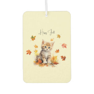 Cute Orange Tabby Kitten in Fall Leaves Air Freshener