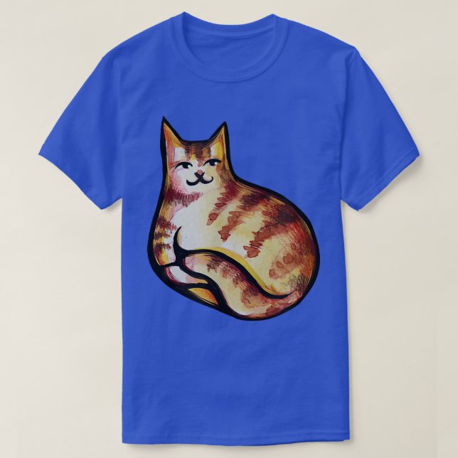Cute Orange Tabby Kitty Cat Art Fun cat mom  T-Shirt (Design Front)