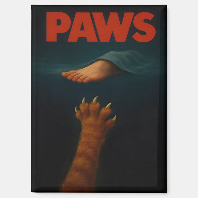 Cute Orange Tabby vs Human Foot Magnet (Front)
