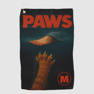 Cute Orange Tabby vs Human Foot Monogram Golf Towel