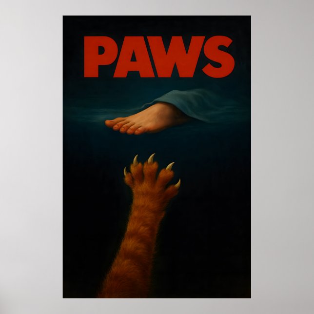 Cute Orange Tabby vs Human Foot Poster (Front)