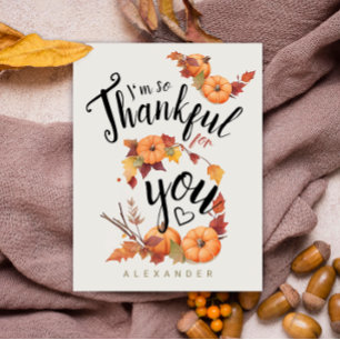 Cute Orange Thanksgiving Grateful Friend Pumpkin Postcard