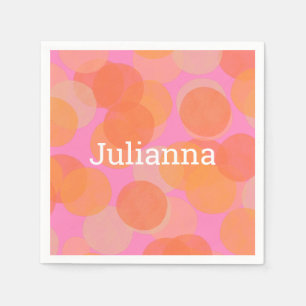 Cute Orange Watercolor Circles Modern Geometric Napkin