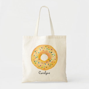 Cute Orange Watercolor Donut with Sprinkles Custom Tote Bag
