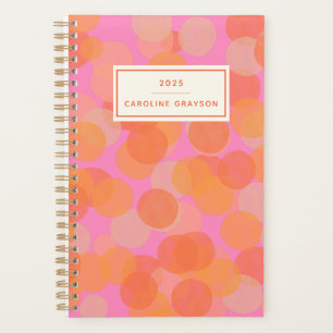 Cute Orange Watercolor Geometric Personalized Planner