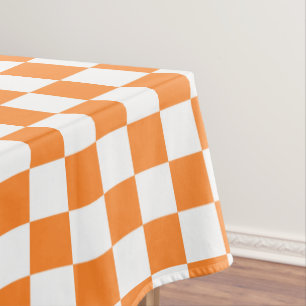 cute orange white check pattern tiled tablecloth
