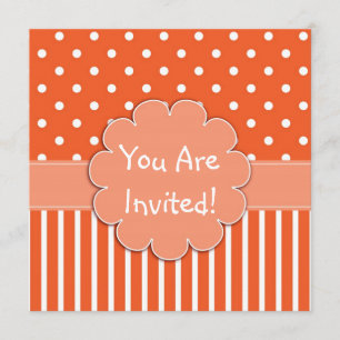 Cute Orange & White Patterns Birthday Invitation