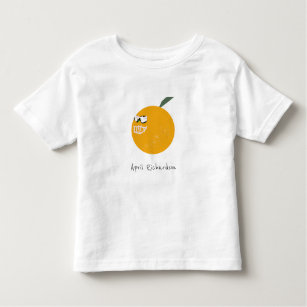 Cute Orange With Sunglasses Fruit Kids Hand Drawn Toddler T-shirt