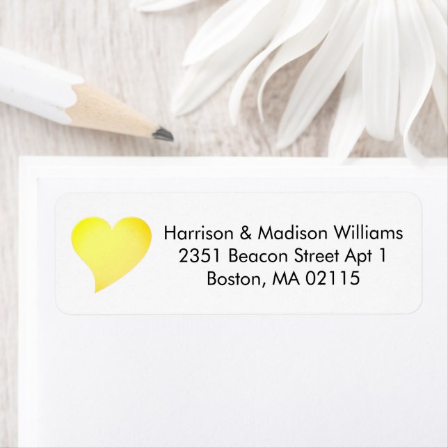 Cute orange yellow heart custom Return Address (Insitu)